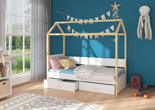 Sänky ADRK Furniture Otello 90x200 cm, valkoinen/vaaleanruskea hinta ja tiedot | Lastensängyt | hobbyhall.fi