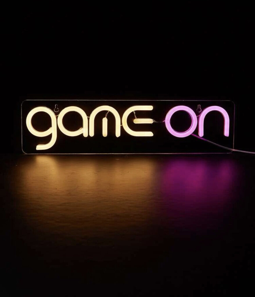 Neon LED koriste "GAME ON", valkoinen ja vaaleanpunainen, 36x9x1 cm hinta ja tiedot | Seinävalaisimet | hobbyhall.fi
