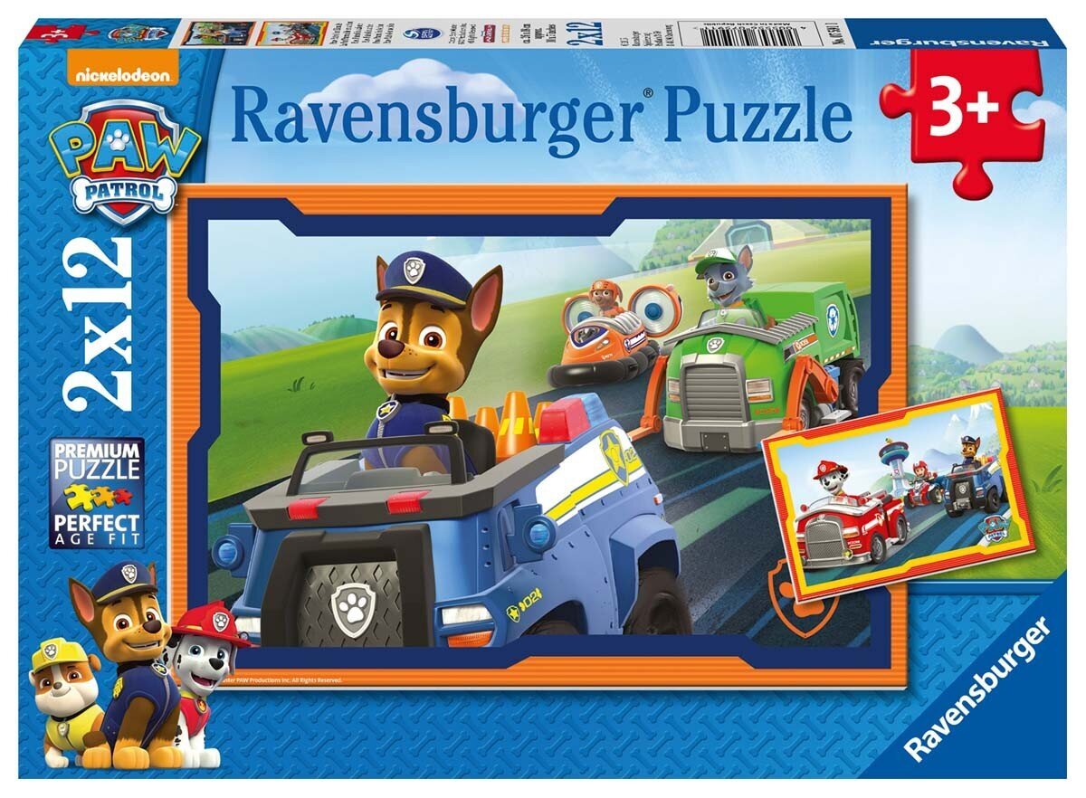 Ravensburger Puzzle Paw: Paw Patrol (Ryhmä Hau) käytössä 2x12p 7591 hinta ja tiedot | Palapelit | hobbyhall.fi