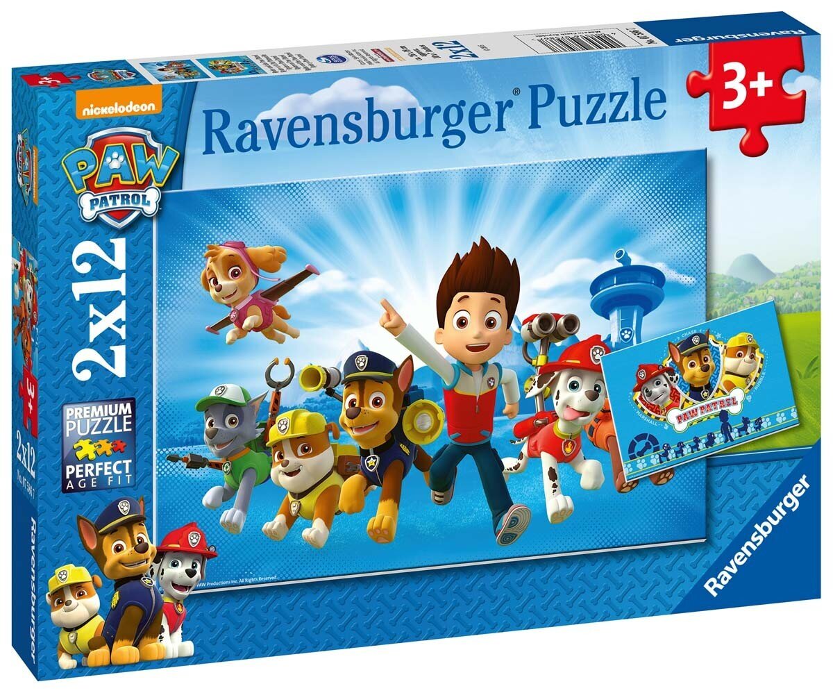 Ravensburger Puzzle Paw Patrol (Ryhmä Hau) 2 x 12pc 7586 hinta ja tiedot | Palapelit | hobbyhall.fi