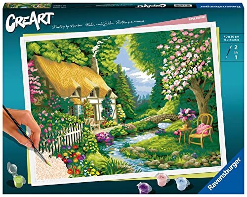 Ravensburger Creart River Cottage -numerot aikuisille ja 12 -vuotiaille lapsille - maalaustaiteet ja käsityöt - kodinsisustusvarusteet hinta ja tiedot | Maalaa numeroiden mukaan | hobbyhall.fi