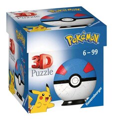 Ravensburger Pokemon Great Ball - 3D -palapelipallo 6 -vuotiaille lapsille - 54 kappaletta - liimaa ei vaadita - Pokeball hinta ja tiedot | Palapelit | hobbyhall.fi