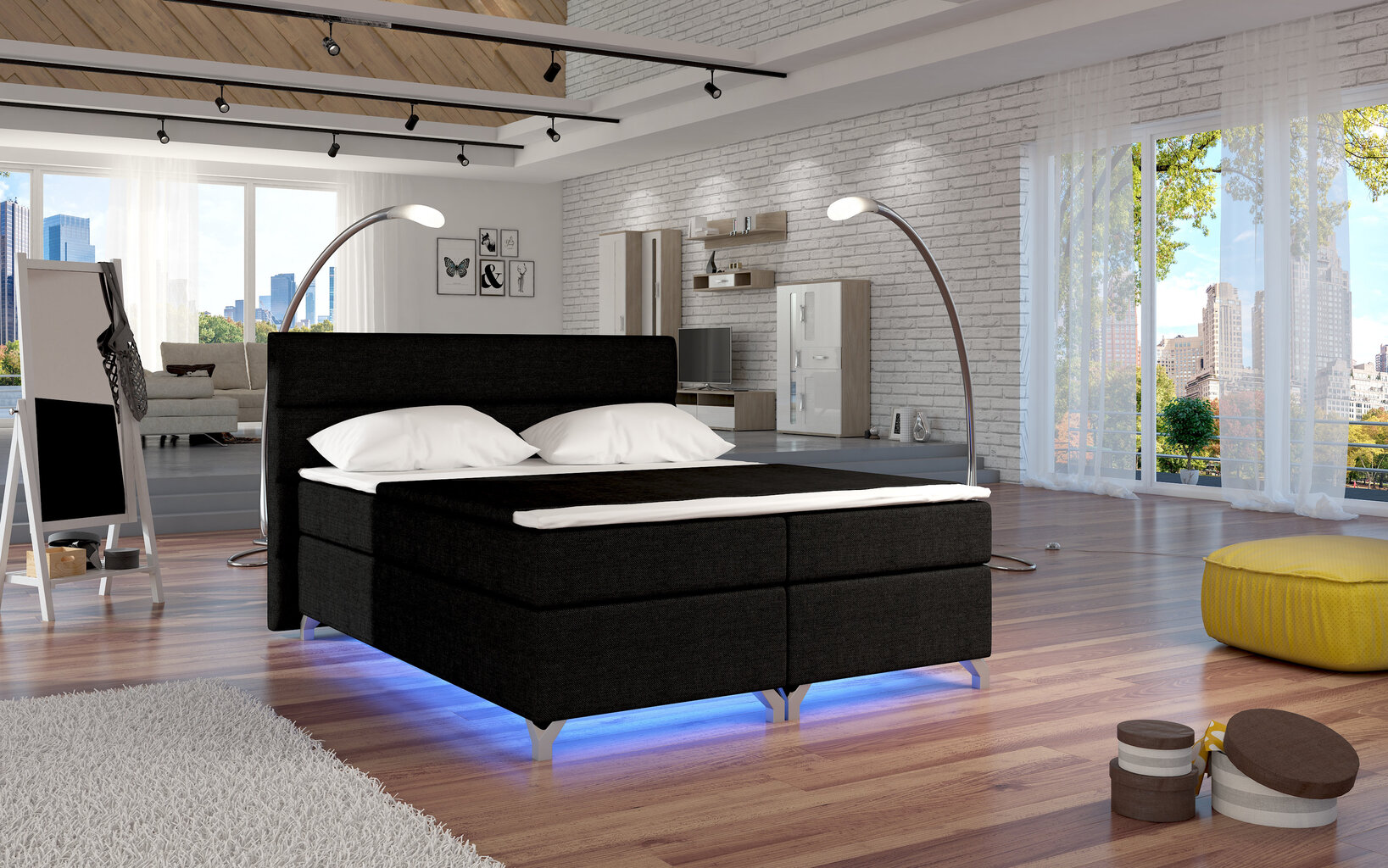 Sänky Amadeo LED-valaistuksella, 180x200 cm, musta hinta ja tiedot | Sängyt | hobbyhall.fi