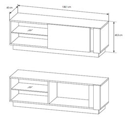 TV-taso Arco 138, valkoinen/tammi hinta ja tiedot | TV-tasot | hobbyhall.fi