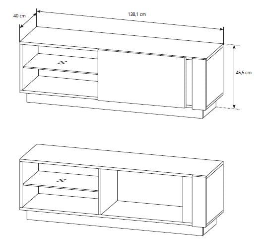 TV-taso Arco 138, valkoinen/tammi hinta ja tiedot | TV-tasot | hobbyhall.fi