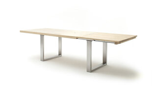 Jatkettava pöytä MC Akcent Dayton, 180/280 x 100 cm, vaaleanruskea/hopea hinta ja tiedot | Ruokapöydät | hobbyhall.fi