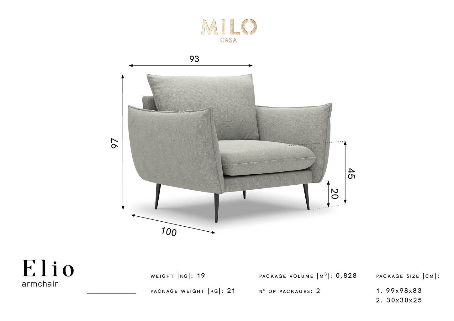 Milo Casa Elio 2 nojatuoli, beigen ja mustan värinen hinta ja tiedot | Nojatuolit | hobbyhall.fi