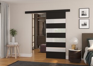 ADRK Furniture Milou 96, mustavalkoisen värinen liukuovi hinta ja tiedot | Kaapit | hobbyhall.fi