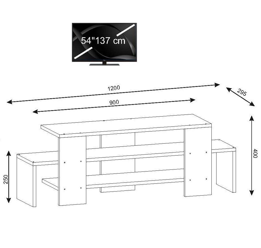 TV-taso Kalune Design 745(III), 120cm, ruskea/valkoinen hinta ja tiedot | TV-tasot | hobbyhall.fi