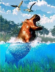 Timanttimosaiikki aluskehyksellä 30x40 "Hippo" hinta ja tiedot | Timanttimaalaukset | hobbyhall.fi