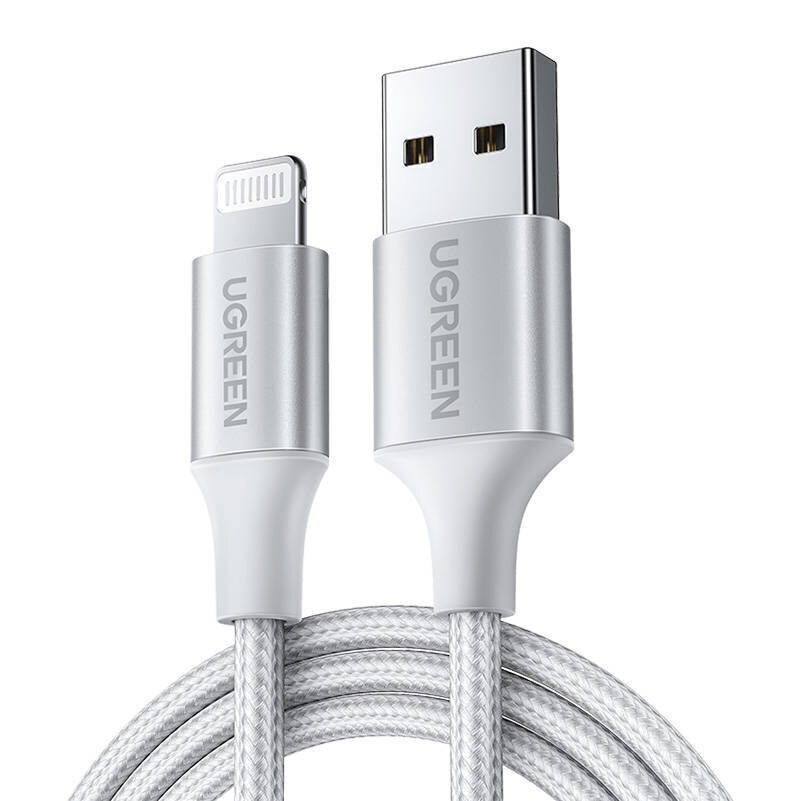 UGREEN Lightning-kaapeli USB UGREEN 2.4A US199, 2m (hopea) hinta ja tiedot | Kaapelit ja adapterit | hobbyhall.fi