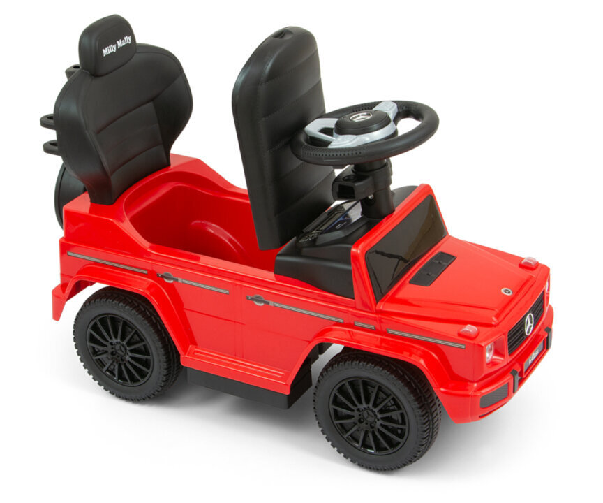 Lasten auto, kahvalla, Mercedes G350d, väri: musta/punainen. hinta ja tiedot | Vauvan lelut | hobbyhall.fi