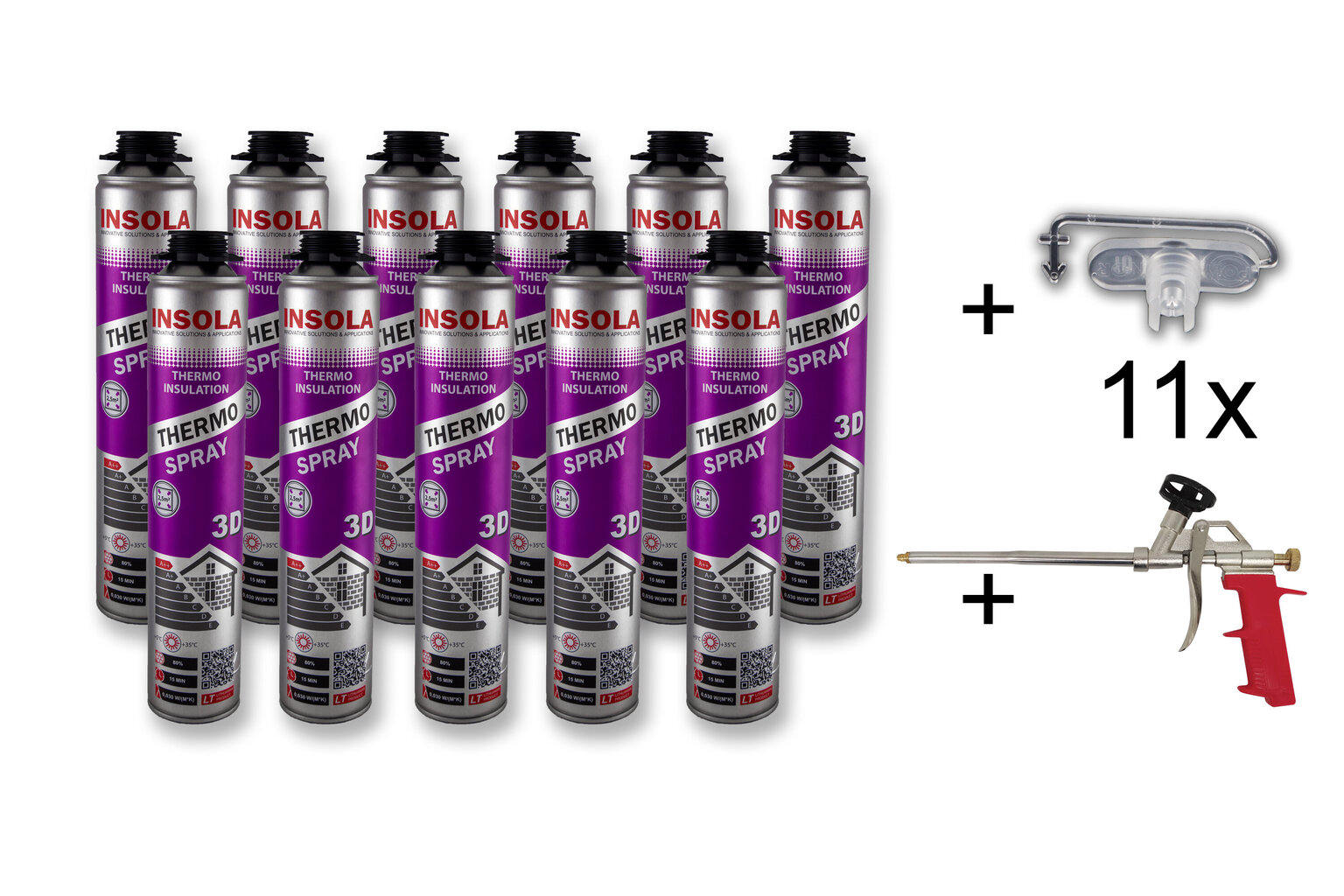 Ruiskutettava lämpöeristys INSOLA Thermo Spray 3D, 850 ml (12 kpl) hinta ja tiedot | Eristeet ja tiivisteet | hobbyhall.fi