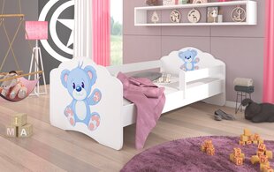 Lasten sänky irrotettavalla turvareunalla ADRK Furniture Casimo Blue Bear, 80x160cm cm hinta ja tiedot | Lastensängyt | hobbyhall.fi