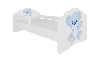 Lasten sänky irrotettavalla turvareunalla ADRK Furniture Casimo Blue Bear, 80x160cm cm hinta ja tiedot | Lastensängyt | hobbyhall.fi