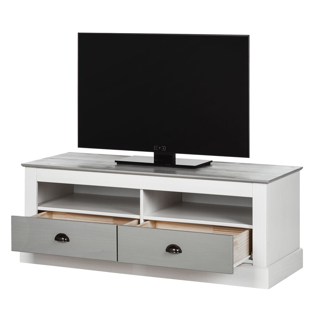 TV-taso Notio Living Tommy 120, valkoinen/harmaa hinta ja tiedot | TV-tasot | hobbyhall.fi