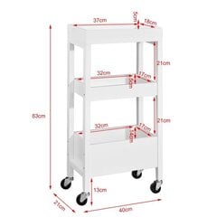 Keittiökaappi pyörillä SoBuy FKW49-W, valkoinen hinta ja tiedot | Keittiön kaapit | hobbyhall.fi