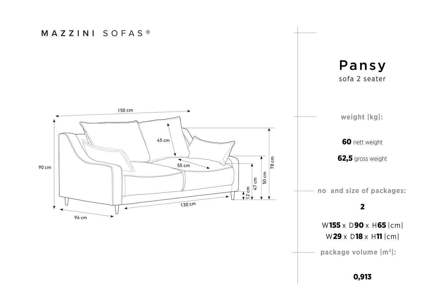 Kahden hengen sohva Mazzini Sofas Pansy, vihreä hinta ja tiedot | Sohvat ja vuodesohvat | hobbyhall.fi