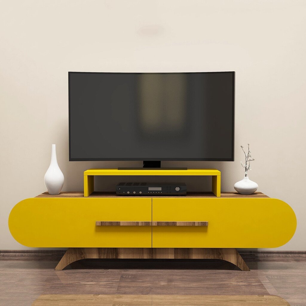TV-taso Kalune Design 845, 145 cm, ruskea/keltainen hinta ja tiedot | TV-tasot | hobbyhall.fi