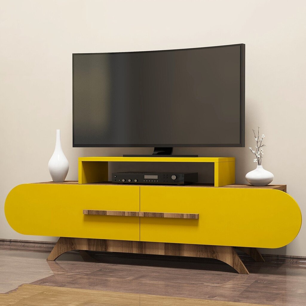 TV-taso Kalune Design 845, 145 cm, ruskea/keltainen hinta ja tiedot | TV-tasot | hobbyhall.fi