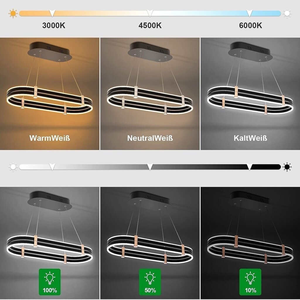QAZPLM LED-riippuvalaisin, korkeus/kirkkaus säädettävissä, kaukosäädin, musta hinta ja tiedot | Riippuvalaisimet | hobbyhall.fi