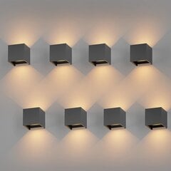 LED-seinävalaisin K Bright, 8kpl, 9W, harmaa hinta ja tiedot | Seinävalaisimet | hobbyhall.fi