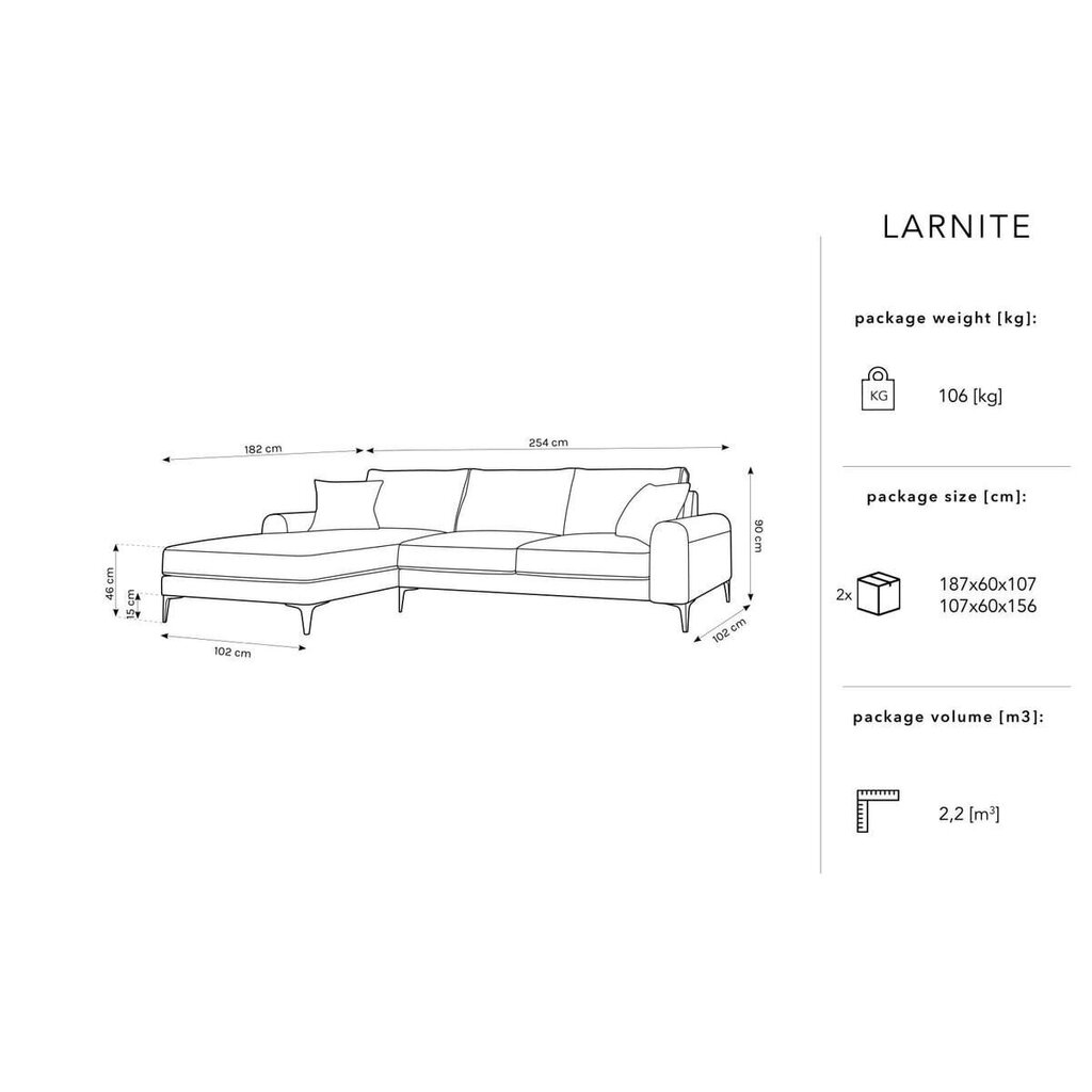 Pehmeä kulmasohva Micadoni Home Larnite 5S-VR, vaaleanharmaa/musta hinta ja tiedot | Kulmasohvat ja divaanisohvat | hobbyhall.fi