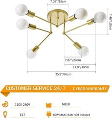 LED kattovalaisin Sozomo, 60W, 66x19x18cm, kultainen hinta ja tiedot | Kattovalaisimet | hobbyhall.fi