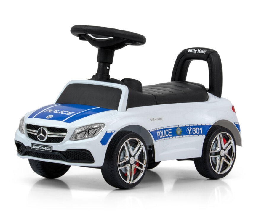 Lasten auto, Mercedes-AMG C63 Coupe Police S, väri: sininen/valkoinen/musta. hinta ja tiedot | Vauvan lelut | hobbyhall.fi