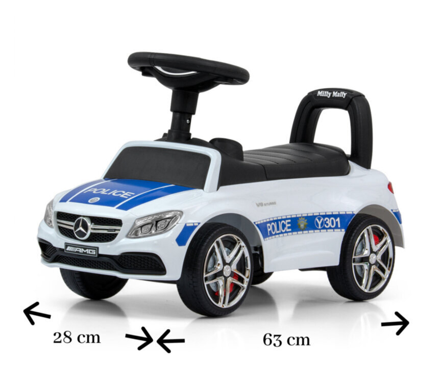 Lasten auto, Mercedes-AMG C63 Coupe Police S, väri: sininen/valkoinen/musta. hinta ja tiedot | Vauvan lelut | hobbyhall.fi