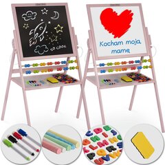 Kaksipuolinen magneettipiirustuspöytä, pinkki 101 x 55 x 55 cm hinta ja tiedot | Kehittävät lelut | hobbyhall.fi