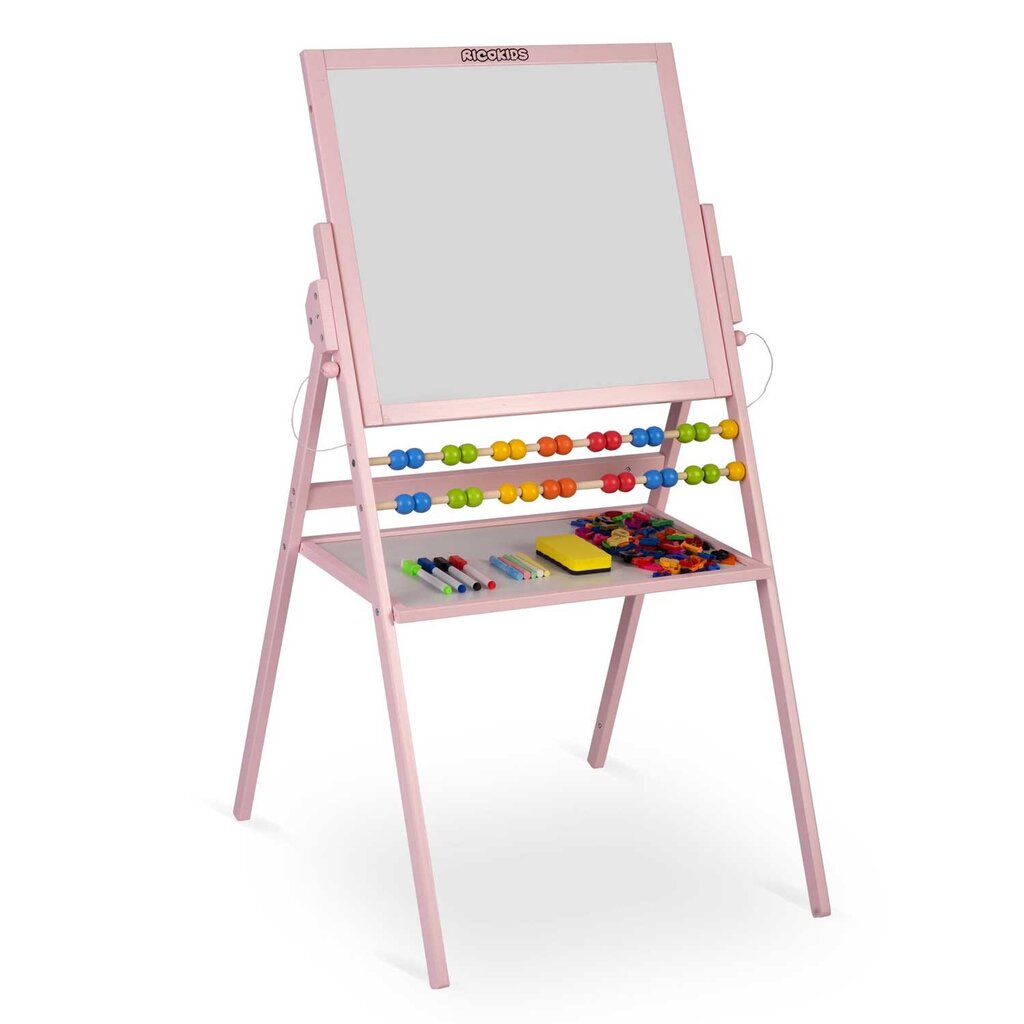 Kaksipuolinen magneettipiirustuspöytä, pinkki 101 x 55 x 55 cm hinta ja tiedot | Kehittävät lelut | hobbyhall.fi