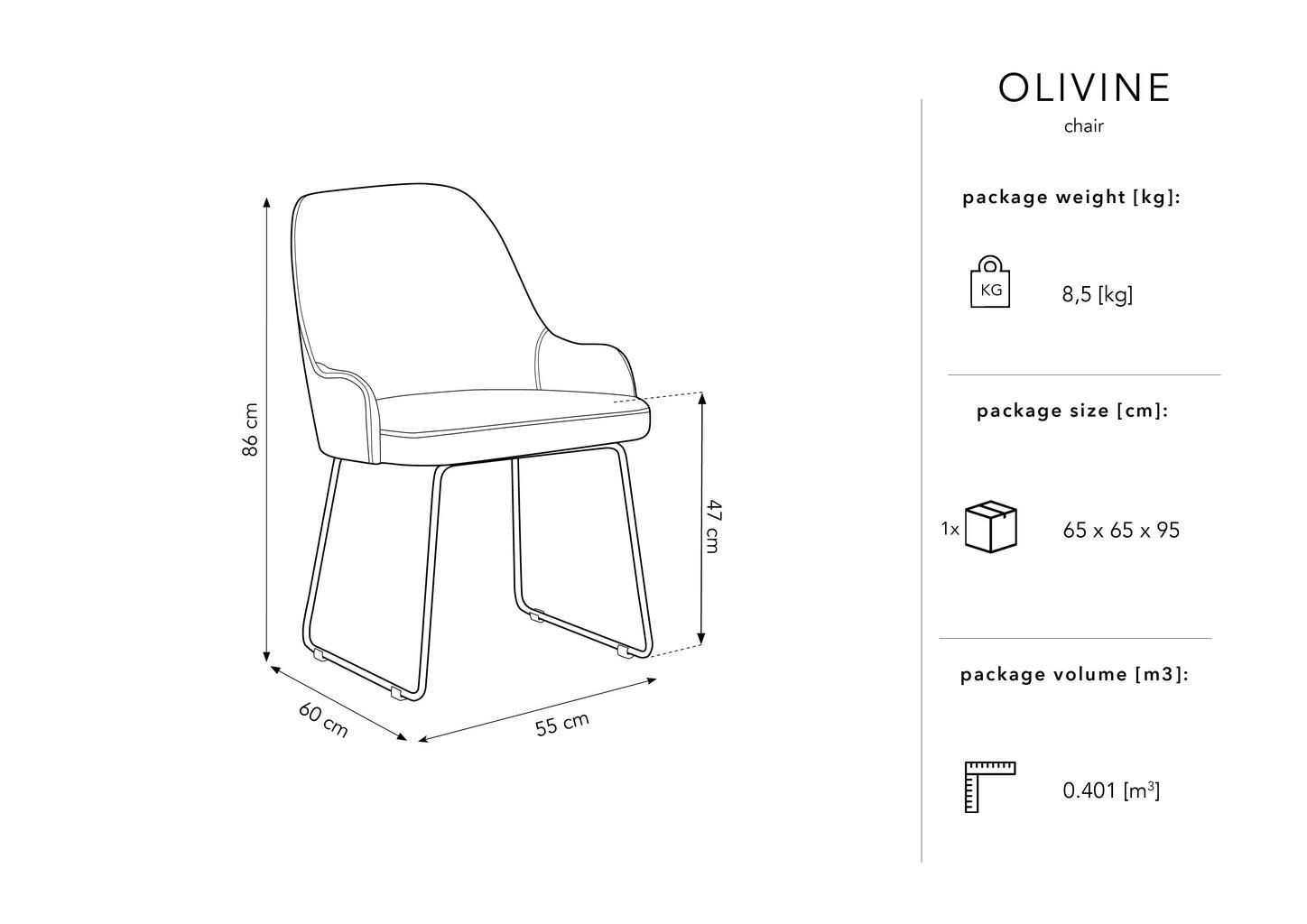 Micadoni Home Olivine, Tuoli tummansininen hinta ja tiedot | Ruokapöydän tuolit | hobbyhall.fi