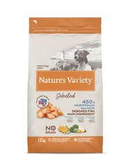 Nature's Variety Dog Selected Mini Adult norjalainen lohi -kuivaruoka norjalaisella lohella aikuisille koirille, 1,5 kg. hinta ja tiedot | Koiran kuivaruoka | hobbyhall.fi