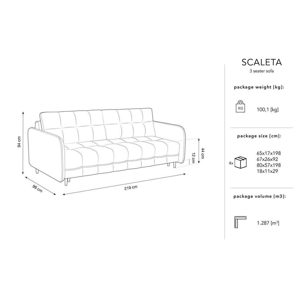 Samettinen vuodesohva Micadoni Scaleta, punainen hinta ja tiedot | Sohvat ja vuodesohvat | hobbyhall.fi