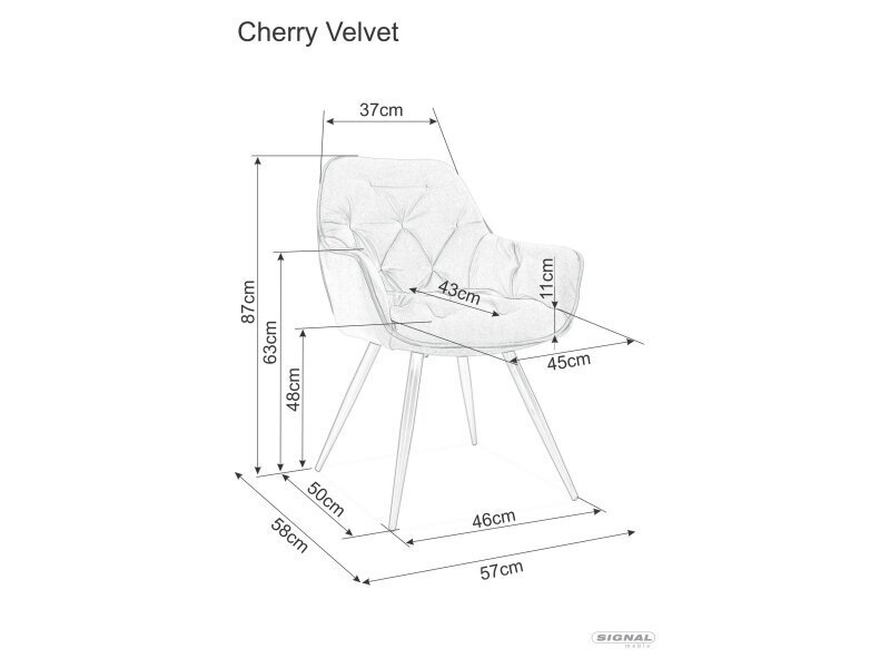 Ruokailutuolisarja Signal Cherry Velvet, 2 tuolia, oranssi/musta hinta ja tiedot | Ruokapöydän tuolit | hobbyhall.fi
