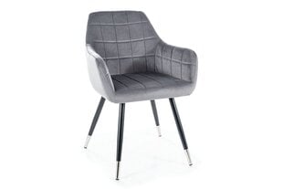 Ruokailutuolisarja Signal Nuxe Velvet, 2 tuolia, harmaa/musta hinta ja tiedot | Ruokapöydän tuolit | hobbyhall.fi
