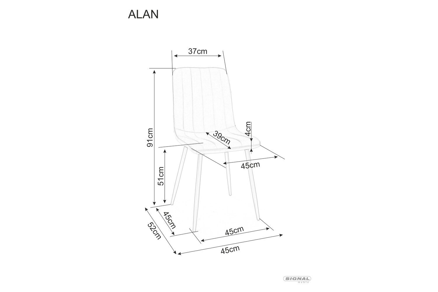 Ruokailutuolisarja Signal Alan Velvet, 4 tuolia, musta hinta ja tiedot | Ruokapöydän tuolit | hobbyhall.fi