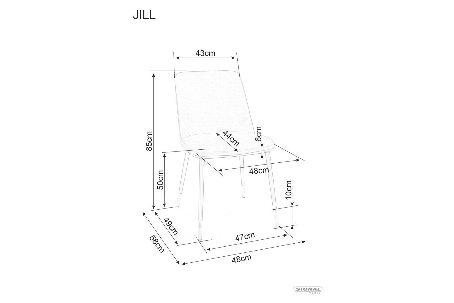 Ruokailutuolisarja Signal Jill Velvet, 4 tuolia, harmaa/musta hinta ja tiedot | Ruokapöydän tuolit | hobbyhall.fi