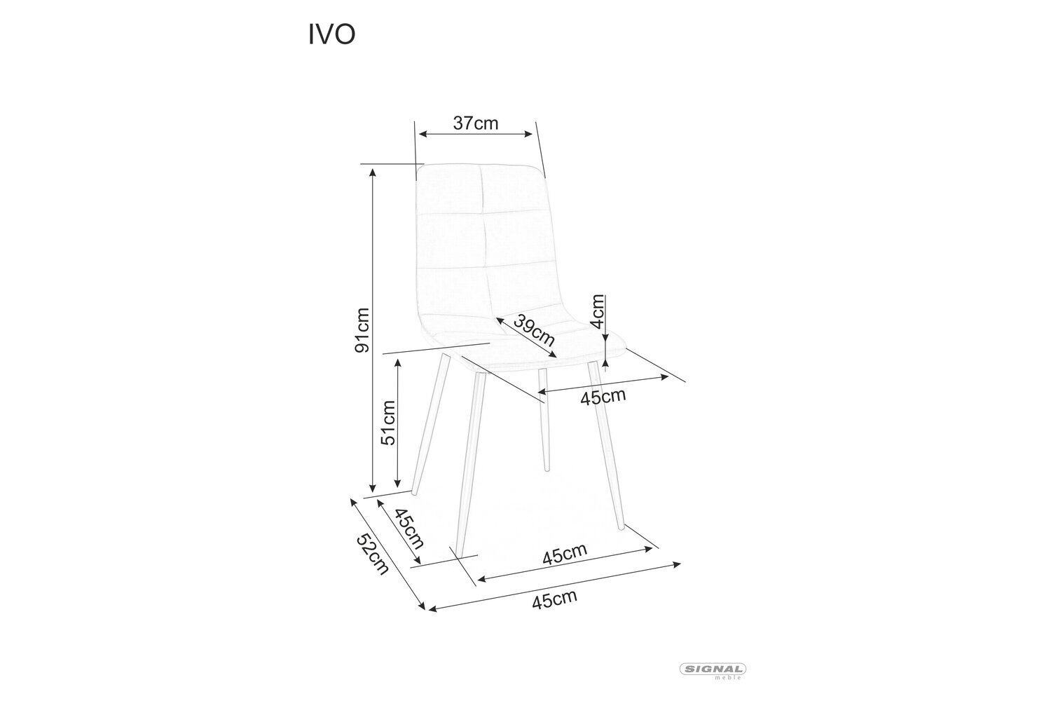 Ruokailutuolisarja Signal Ivo Velvet, 4 tuolia, harmaa/musta hinta ja tiedot | Ruokapöydän tuolit | hobbyhall.fi