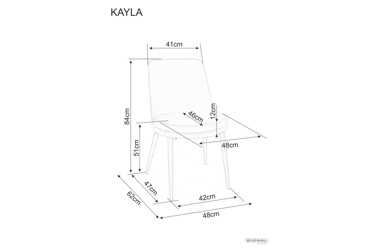 Ruokailutuolisarja Signal Kayla Velvet, 4 tuolia, oranssi/musta hinta ja tiedot | Ruokapöydän tuolit | hobbyhall.fi