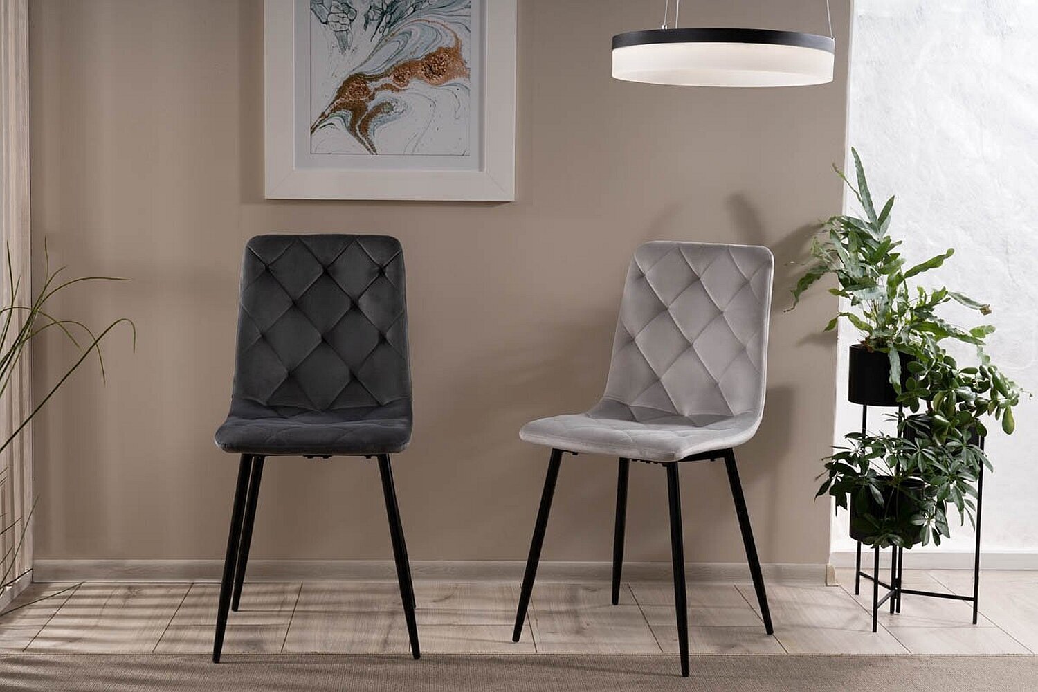 Ruokailutuolisarja Signal Jerry Velvet, 4 tuolia, harmaa/musta hinta ja tiedot | Ruokapöydän tuolit | hobbyhall.fi
