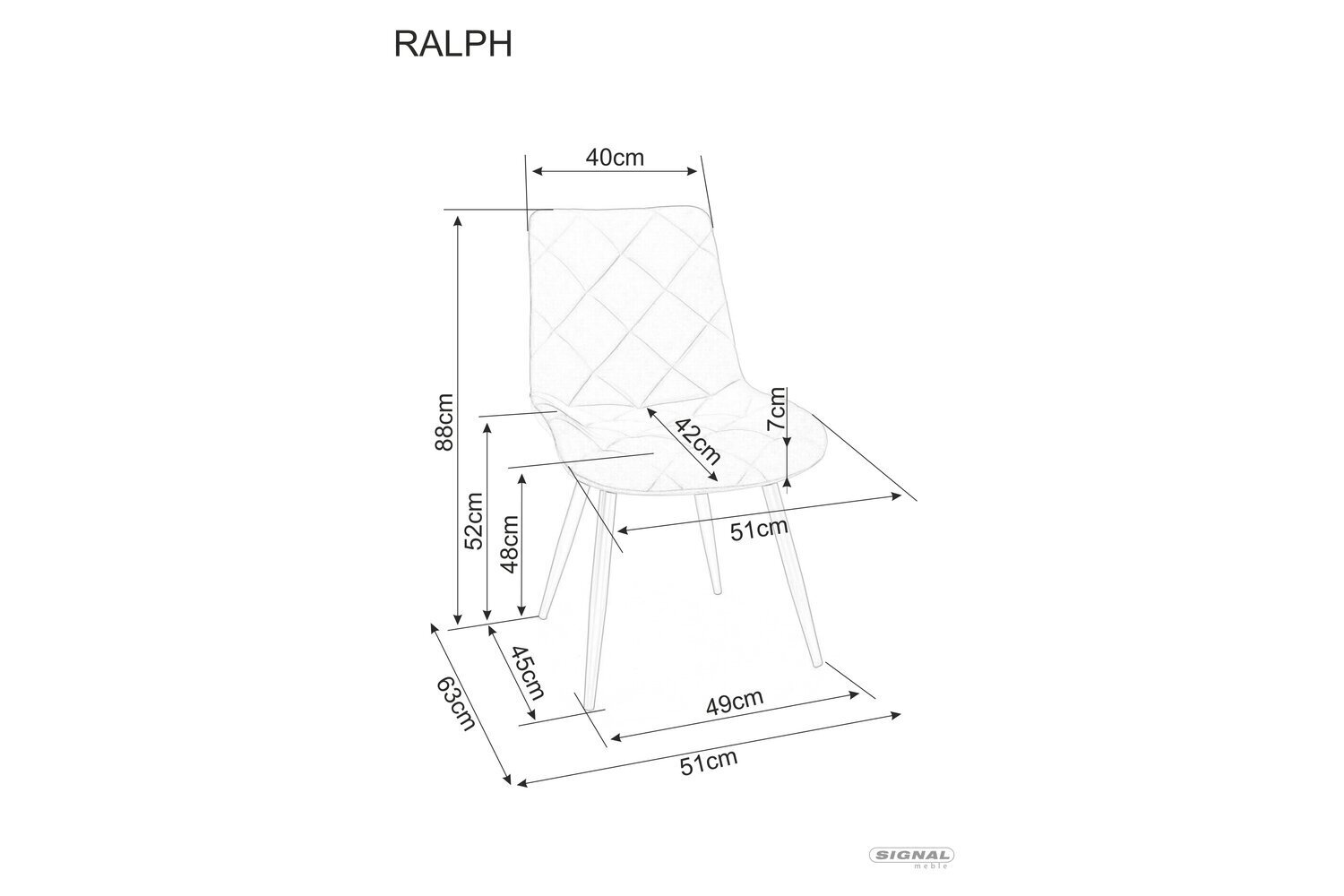 Ruokailutuolisarja Signal Ralph Velvet, 4 tuolia, harmaa/musta hinta ja tiedot | Ruokapöydän tuolit | hobbyhall.fi