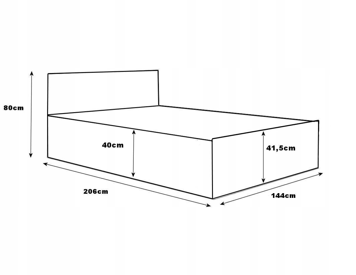 Sänky patjalla ja liinavaatelaatikolla, 140 cm x 200 cm, musta hinta ja tiedot | Sängyt | hobbyhall.fi