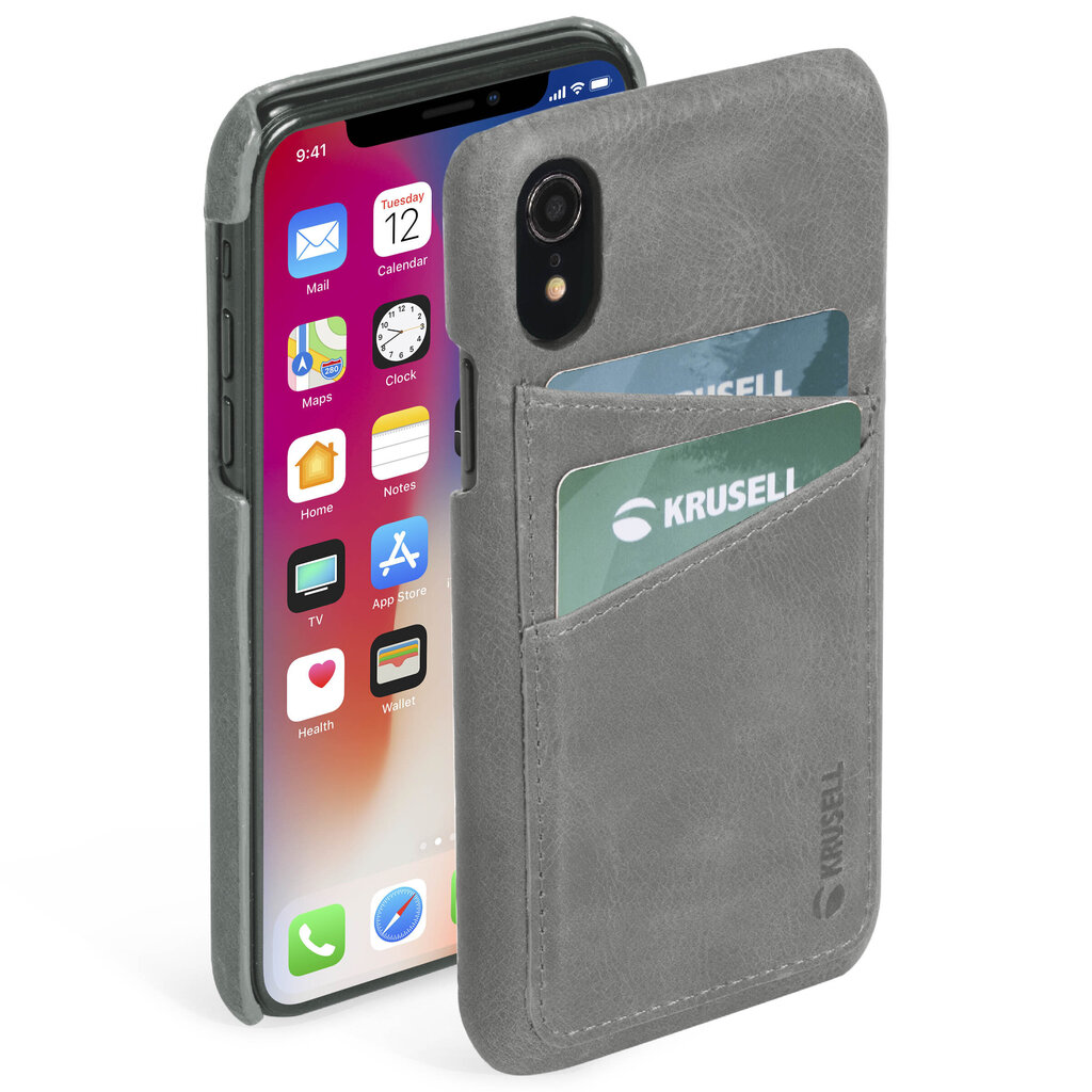 Krusell Sunne 2 Card Cover Apple iPhone XR:lle, harmaa hinta ja tiedot | Puhelimen kuoret ja kotelot | hobbyhall.fi