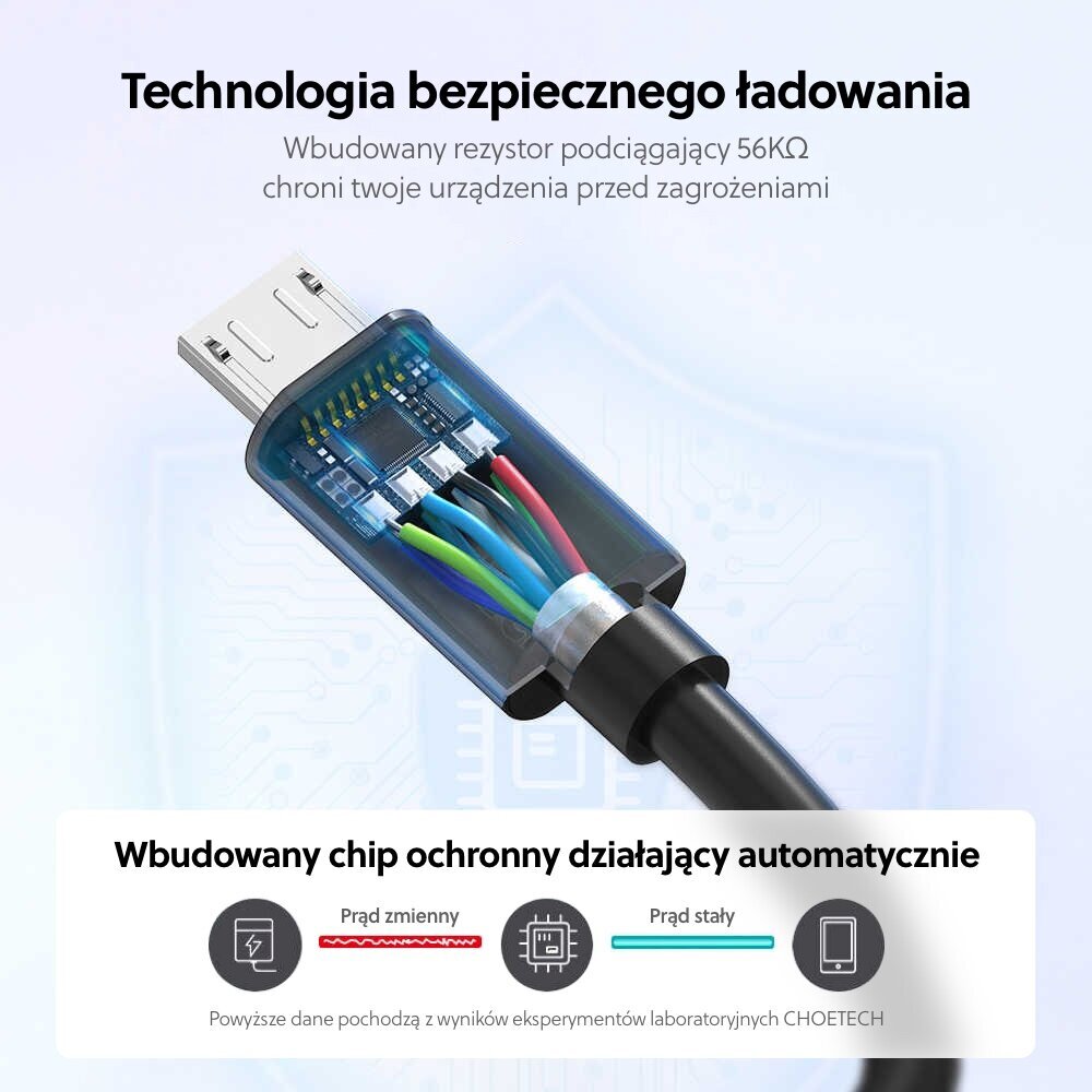 CHOETECH Kaapeli USB - Micro USB Choetech, AB003 1,2 m (musta) hinta ja tiedot | Puhelinkaapelit | hobbyhall.fi