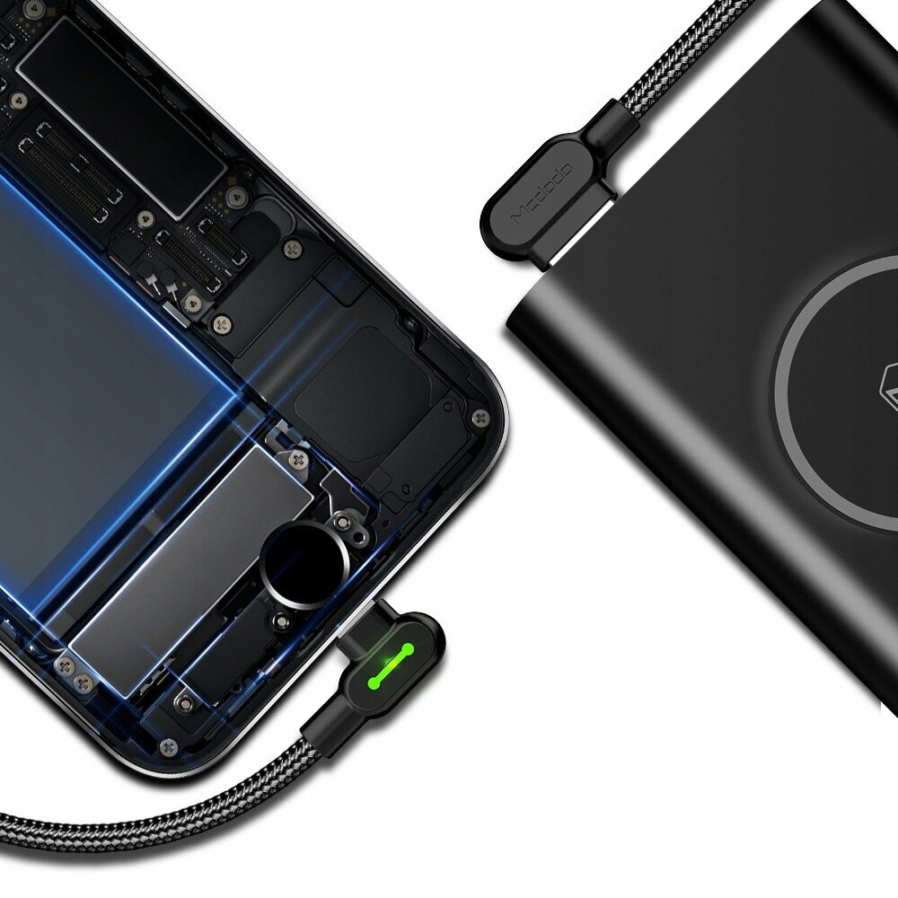 Mcdodo USB-Lightning-kaapeli, Mcdodo CA-4679, kulma, 3m (musta) hinta ja tiedot | Puhelinkaapelit | hobbyhall.fi