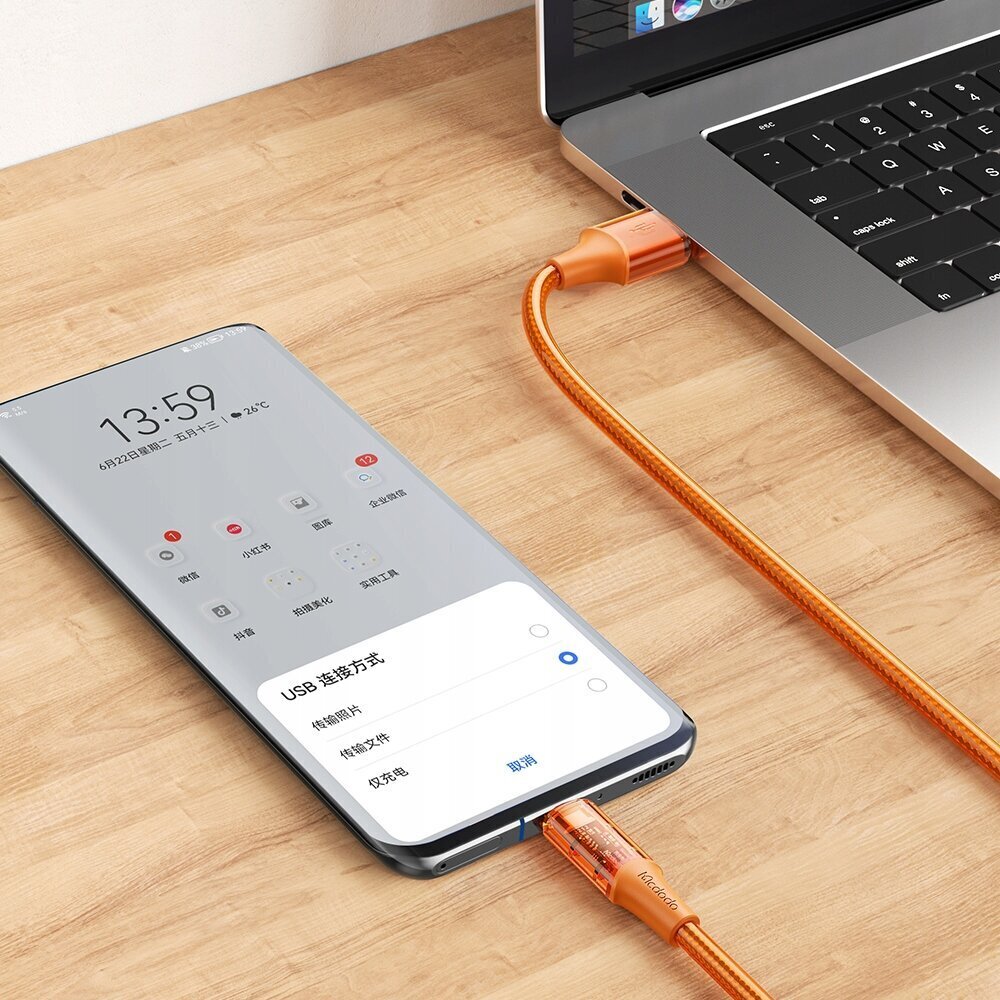 Mcdodo USB-C-kaapeli Mcdodo CA-3150, 6A, 1,8 m (oranssi) hinta ja tiedot | Puhelinkaapelit | hobbyhall.fi