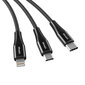Vipfan Vipfan X16 3in1 USB-C / Lightning / Micro 66W 3.5A USB-kaapeli (musta) hinta ja tiedot | Puhelinkaapelit | hobbyhall.fi