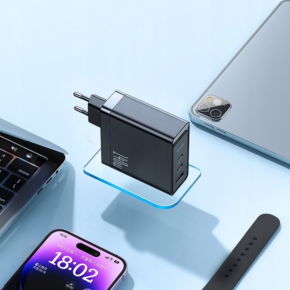 Mcdodo GaN 140W laturi Mcdodo CH-2911, 2x USB-C, USB-A (musta) hinta ja tiedot | Puhelimen laturit | hobbyhall.fi